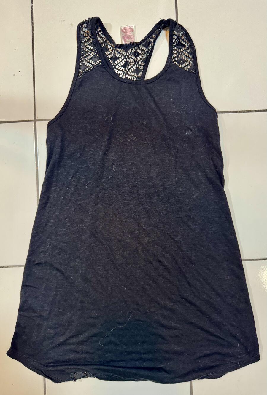 Xhilaration Tank Top Womens Small Juniors Black Crochet Lace Racerback Shirt